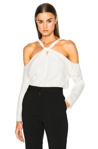 Proenza Schouler Satin Back Off Shoulder Top In White