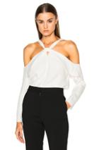 Proenza Schouler Satin Back Off Shoulder Top In White
