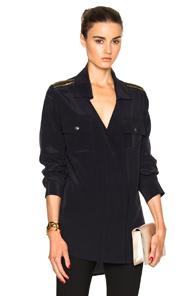Pierre Balmain Button Up Top In Blue