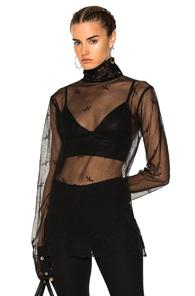 Ann Demeulemeester Lace Turtleneck Top In Black