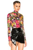 Marques ' Almeida Lace Zip Neck Top In Floral,green,pink