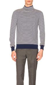 Maison Margiela Striped Jersey Pullover In Blue,stripes