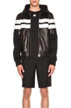 Givenchy Mixed Fabric Hooded Jacket In Black