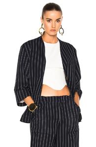 Acne Studios Jada Suit Jacket In Blue,stripes