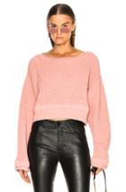T By Alexander Wang Chunky Trim Wide Neck Sweater In Pink
