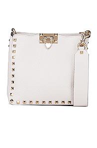 Valentino Rockstud Mini Hobo Bag In White