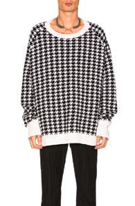 Haider Ackermann Houndstooth Oversized Sweater In Black,geometric Print,white