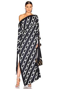 Monse Chain Print Caftan Dress In Abstract,blue
