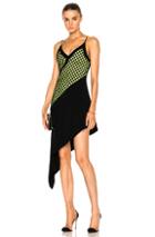 David Koma V-cut Asymmetrical Hem Underlayer Dress In Black,green