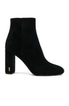Saint Laurent Suede Loulou Pin Boots In Black