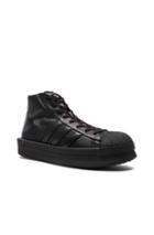 Rick Owens X Adidas Leather Pro Model Sneakers In Black