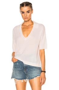 James Perse Boxy Cashmere Polo Sweater In White