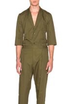 Lemaire Light Cotton Linen Twill Short Sleeve Jacket In Green