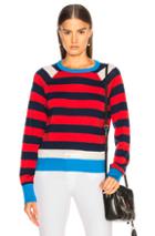 Equipment Axel Cropped Striped Sweater In Blue,stripes,red
