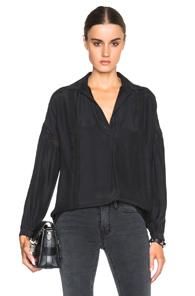 Frame Denim Lace Trim Top In Black