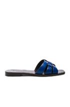Saint Laurent Leather Nu Pieds Slides In Blue