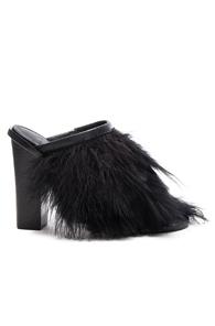 Tibi Bee Feather Mules In Black