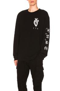 Rta Heart Long Sleeve Tee In Black
