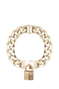 Givenchy Chain Necklace With Metal Lock Front In Metallics