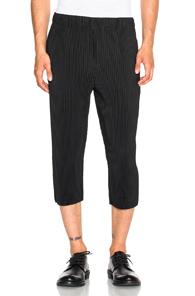 Issey Miyake Homme Plisse Pleated Cropped Trousers In Black