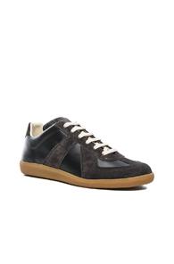 Maison Margiela Calfskin & Suede Replica Sneakers In Black