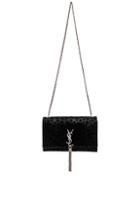 Saint Laurent Small Monogram Studded Bourse Bag In Black,metallics
