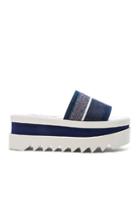 Stella Mccartney Denim Platform Slide Sandals In Blue