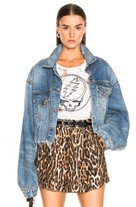 R13 Cropped Oversized Trucker Jacket In Denim Light
