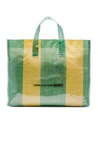 Comme Des Garcons Shirt Pvc Picnic Tote In Stripes,yellow,green