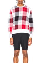 Thom Browne Classic Crewneck Pullover In Red,checkered & Plaid,white