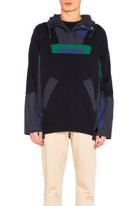 Sacai Cotton Knit Blouson In Blue