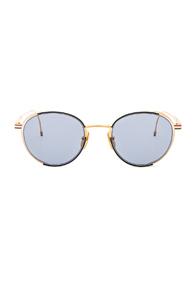 Thom Browne Round Sunglasses In Blue,metallics