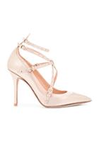 Valentino Love Latch Ankle Strap Leather Heels In Metallics