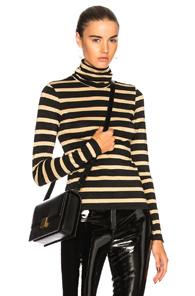 Veronica Beard Audrey Turtleneck Top In Black,metallics,stripes