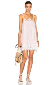 Chloe Smocked Georgette & Lace Dress In Pink