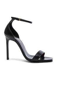 Saint Laurent Leather Amber Ankle Strap Heels In Black