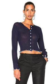 3.1 Phillip Lim Lightweight Rib Cropped Cardigan In Blue