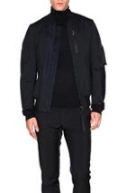 Lanvin Matte Satin & Leather Bomber In Black