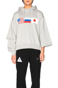 Gosha Rubchinskiy Double Sleeve Hoodie In Gray