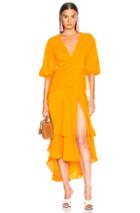 Ganni Wilkie Seersucker Dress In Orange
