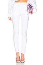 Frankie B Kendall Crystal Racing Stripe Sweatpant In White