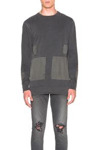 John Elliott Paneled Long Sleeve Crew In Gray