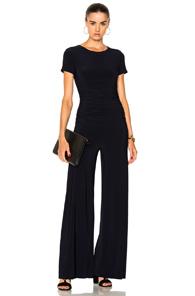 Norma Kamali Shirred Waist Jumpsuit In Blue