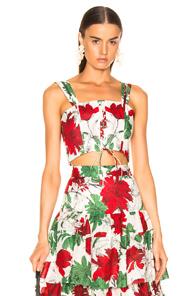 Alexis Kiddo Top In Green,floral,red,white