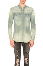 Balmain Destroyed Vintage Long Sleeve Shirt In Blue