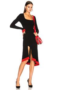 Esteban Cortazar Long Sleeve Corset Knit Dress In Black,red