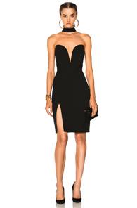 Michelle Mason Strapless Choker Dress In Black