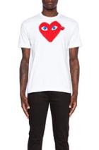 Comme Des Garcons Play Red Emblem Cotton Tee In White