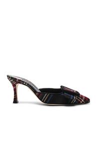 Manolo Blahnik Maysalebi Plaid 70 Heel In Black,plaid,red