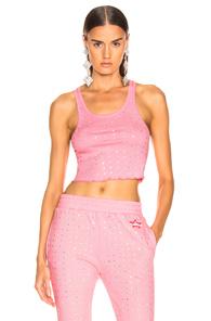 Frankie B Allover Rhinestone Crop Tank In Pink